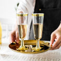 5Pcs Plastic 5Oz Champagne Cup Disposable Flutes Cups Wedding Birthday Party Supplies Bar Drink Red Wine Ice Cream Cup.