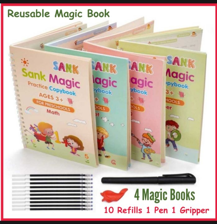 Magic Learning Books Set for Kids – 4 Reusable Tracing Activity Books ...