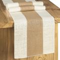 Burlap Table Runner Long Farmhouse Table Runner Jute Runner Woven Fabric Light Colour Edge.