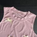 Bear Leader Summer Pink Girls Clothes Bow Decoration Sleeveless Top+Lace Patchwork Pants Fashionable New Easter Children's Set. 