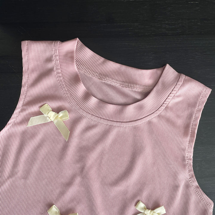 Bear%20Leader%20Summer%20Pink%20Girls%20Clothes%20Bow%20Decoration%20Sleeveless%20Top+Lace%20Patchwork%20Pants%20Fashionable%20New%20Easter%20Children's%20Set%20-%20Image%205