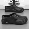 Chef Shoes Anti Slip and Oil Proof Work Shoes Slip-on Shoes Mens Casual Trendy Slipper One Step Fashion Garden Shoes for Beach. 