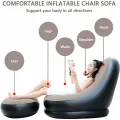 Inflatable Lounge Chair with Footrest, Portable Inflatable Seats, Flocked Sofa, Inflatable Chair, Lazy Inflatable Single Sofa Bed for Indoor and Outdoor. 