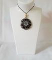 Handmade coconut shell neklace traditional flower pendant two side hand painting juwellary eco friendly.. 