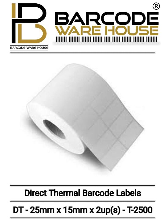 Barcode Label Direct Thermal DT 25mm x 15mm x 2up(s) - T-2500 - 25x15 ...