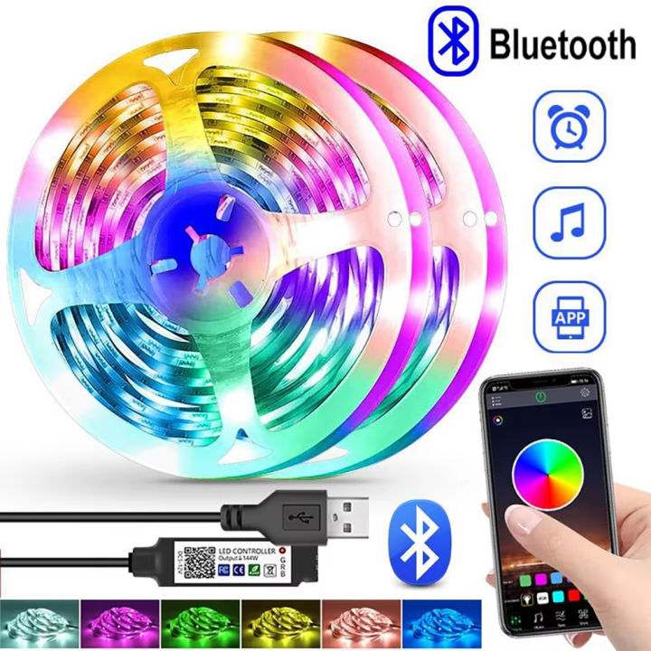 RGB LED Strip Lights USB Smart Bluetooth APP Control Led Flexible Lamp ...