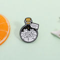 Cartoon Cat Happiness Potion Enamel Pin Cat Enthusiasts Metal Brooch Lapel Backpack Badge Funny Jewelry  For Kids Friends. 