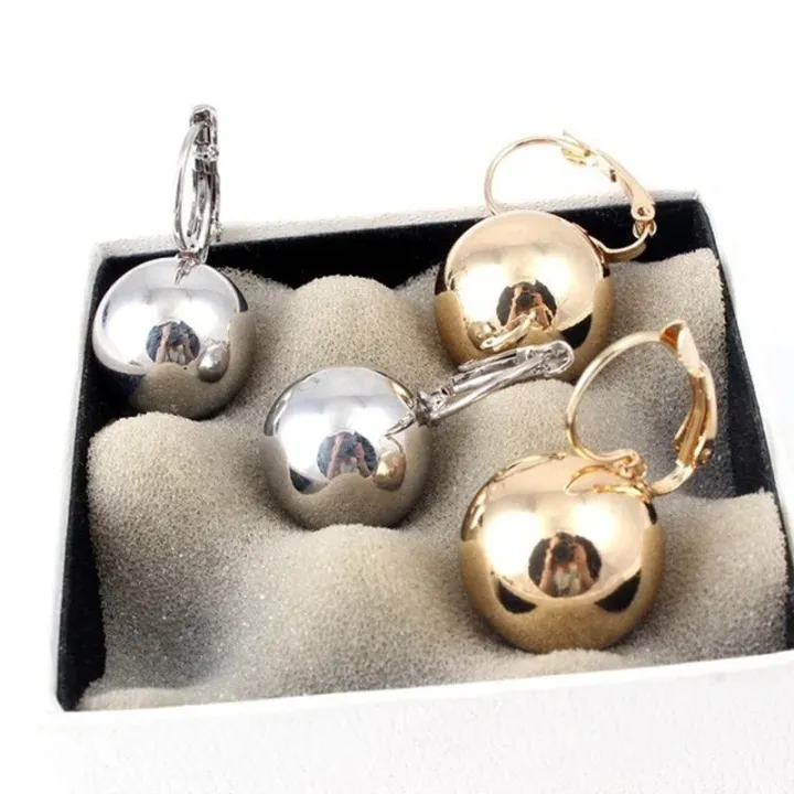 Huitan%20Simple%20Metallic%20Style%20Drop%20Earrings%20for%20Women%20Versatile%20Fashion%20Smooth%20Ball-Shape%20Pendant%20Jewelry%20Accessories%20for%20Female%20-%20Image%202