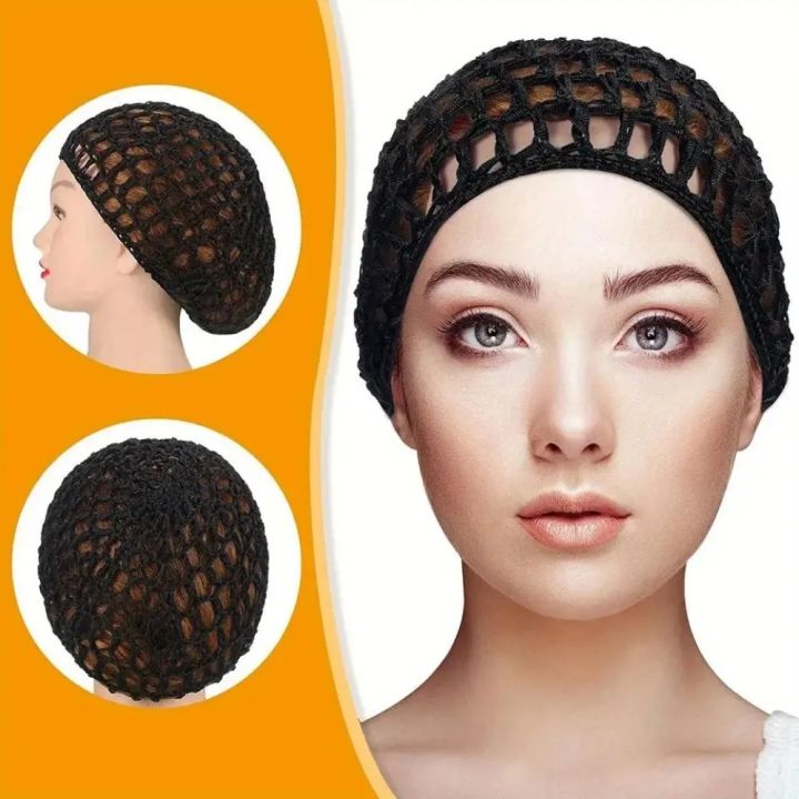 Handmade Crochet Hair Net Black Encrypted Coarse Net Spare Full Head ...