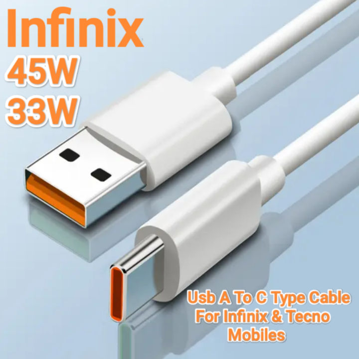Infinix 33W 45W Fast Charger USB to Type C Cable for Note 11 12