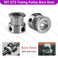 20 Teeth GT2 Timing Pulley Shaft Hole 8mm Aluminum GT2 Timing Pulley 8mm Bore 20 Tooth 6mm Wide Timing Belt For CNC 3D Printer. 