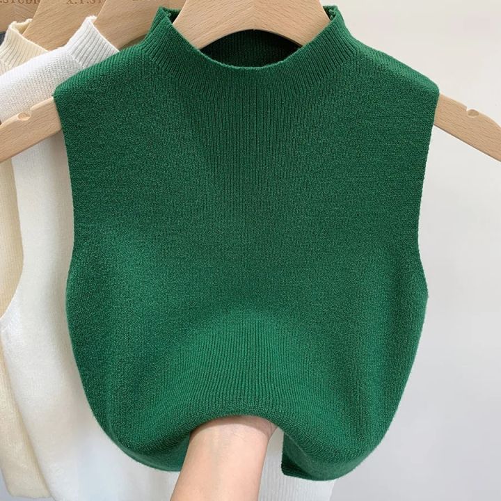 Spring%20Autumn%20Temperament%20Knitted%20Sweater%20Vest%20Women's%20Half-turtleneck%20Camisole%20Cropped%20Top%20Sleeveless%20Tank%20Top%20-%20Image%206