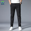 Summer Thin Casual Pants Men Cotton Stretch Slim Fit Elastic Waist Business Classic Korean Trousers Male Khaki Black Green 28-38. 