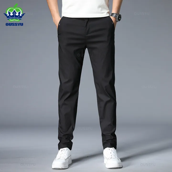 Summer%20Thin%20Casual%20Pants%20Men%20Cotton%20Stretch%20Slim%20Fit%20Elastic%20Waist%20Business%20Classic%20Korean%20Trousers%20Male%20Khaki%20Black%20Green%2028-38%20-%20Image%204