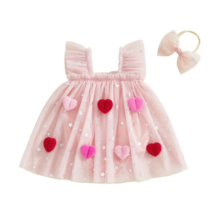 Summer%20Valentine's%20Day%20Infant%20Baby%20Girl%20Bodysuit%20Dress%20Flying%20Sleeve%20Heart%20Patchwork%20Jumpsuit%20Headband%20Cute%20Clothes%20-%20Image%207
