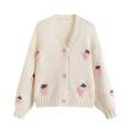 Sweet Strawberry Long Sleeve Loose Cardigans Women Spring Autumn 2026 V Neck Single Breasted Preppy Style Sweater Knitted Tops. 