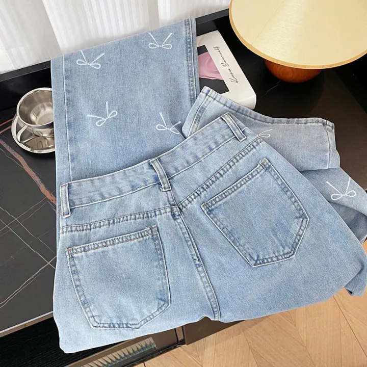 Zoki%20Fashion%20Bow%20Print%20Jeans%20Women%20High%20Waist%20Loose%20Sweet%20Casual%20Denim%20Pants%20Korean%20Chic%20All%20Match%20Female%20Fall%20Straight%20Pants%20-%20Image%206