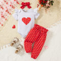 3PCS Newborn Baby Girl Clothes Set Love Heart Long Sleeve Romper+Pant+Headband Fashion Outfits for Toddler Girl 0-18 Months. 