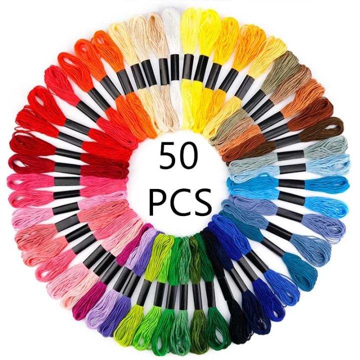 A Random Thread 50 pcs Random Color embroidery Thread DIY Silk Line Branch Threads ...
