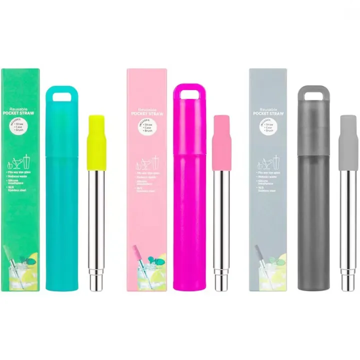 Telescopic%20Reusable%20Drinking%20Straws%20Stainless%20Steel%20Metal%20Straws%20Folding%20Straw%20Set%20With%20Case%20Cleaning%20Brush%20Camping%20Travel%20Straw%20-%20Image%202