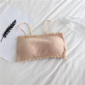 Womens Seamless Cotton Tube Top Bra with Chest Pad Adjustable Strap Camisole No Underwire Lace Trim Vest Comfort Sports Bra.