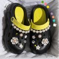 Fashion Diy Pearls Chain Clogs Sandals Women Flowers Crystal Chunky Platform Sandals Woman Outdoor Beach Thick Sole Garden Shoes.