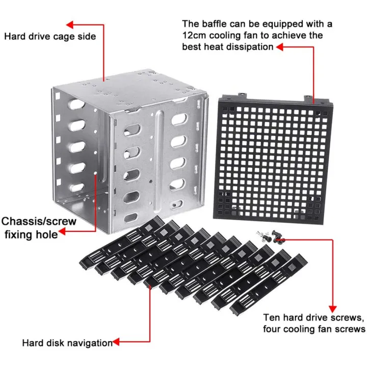 5.25%20Inch%20To%205%20X%203.5"%20SATA%20SAS%20HDD%20Cage%20Rack%20Hard%20Drive%20Disk%20Enclosure%20With%20Fan%20HardDrive%20Disk%20Tray%20Caddy%20Adapter%20-%20Image%206