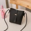 Women PU Crossbody Bucket Bag Faux Leather with Buckle for Work and Travel. 
