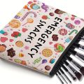 Emergency Snacks Makeup Bag Fun Candy Treat Design Lightweight Travel Pouch for Women Compact Cosmetic Organizer Zipper Closure. 