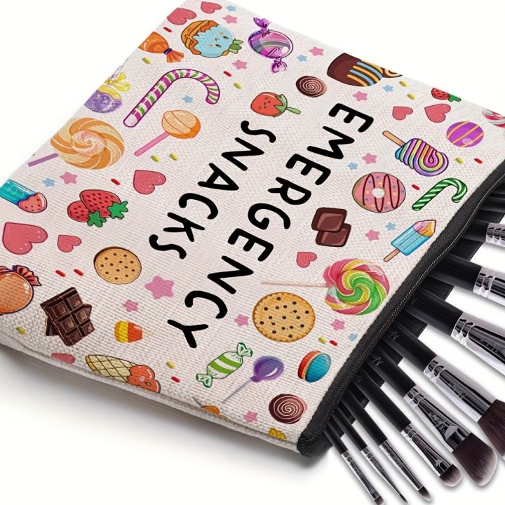 Emergency%20Snacks%20Makeup%20Bag%20Fun%20Candy%20Treat%20Design%20Lightweight%20Travel%20Pouch%20for%20Women%20Compact%20Cosmetic%20Organizer%20Zipper%20Closure%20-%20Image%204