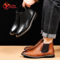 YRZL 39~47 Men Chelsea Boots Brand Retro Comfortable PU Leather Ankle Boots Men 2025 Fashion Black Brown Mens Boots. 