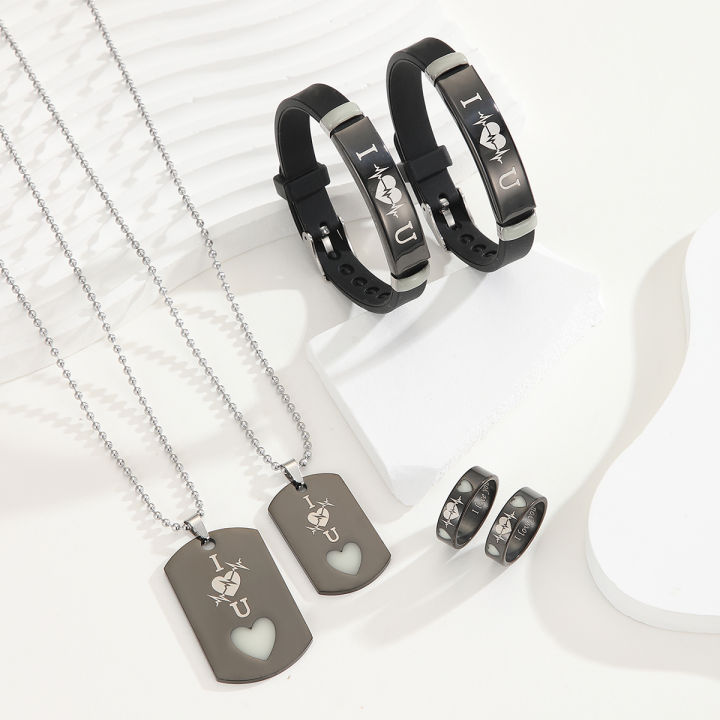 6%20pieces/set%20luminous%20love%20Heart%20Beating%20pattern%20Couple%20necklace%20Bracelet%20Ring%20Cute%20wind%20ladies%20fashion%20love%20promise%20for%20your%20he%20-%20Image%204