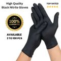 Black Nitrile Gloves Disposable 2 to 100 Pcs – Powder Free & Latex Free, Durable, Waterproof & Thick | For Kitchen, Cooking, Cleaning, DIY, Mechanical, Laboratory, Scientific & Educational Learning Use Alternative to Blue Nitrile. 