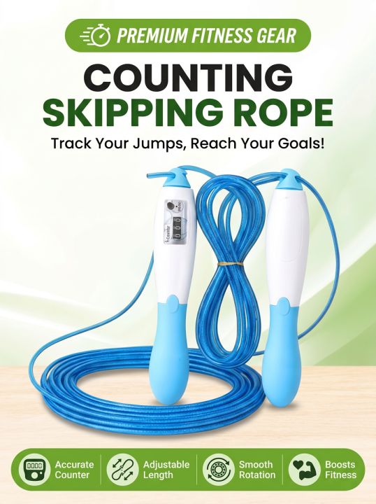Adjustable Fitness Jump Rope with 360 Degree Rotation and Mechanical Counting for Adults & Kids