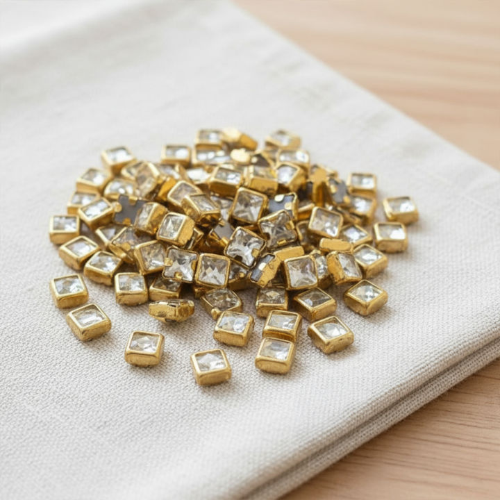 50Pcs Real Kundan Beads|Framed Kundan For Jewellery Making