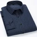 Oversized 9XL 8XL 48 47 Mens Long Sleeved Shirt Casual Business Classic Plaid Striped Slim Fit Button Male Social Dress Shirts. 
