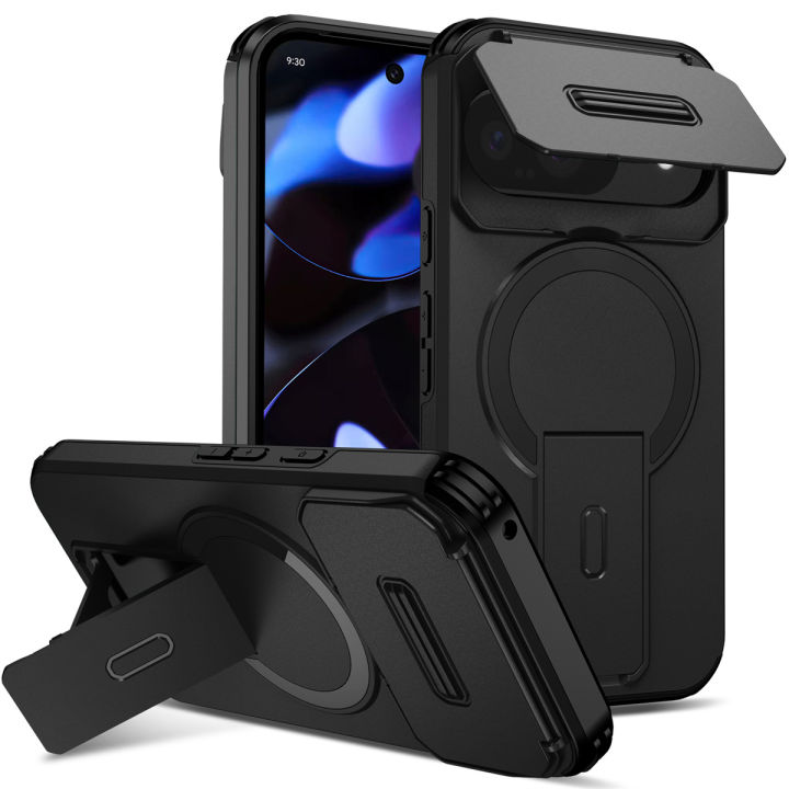 Shockproof Rugged Magnetic Charging Invisible Stand Phone Case for Google Pixel 10 9 Pro XL 9A for Magsafe Protective Cover