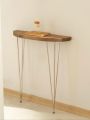 Half Moon Wooden Console Table with Hairpin Legs – Rustic Entryway Table, Modern Sofa Side Table, Handmade Live Edge Hallway Stand, Decorative Wooden Accent Furniture. 