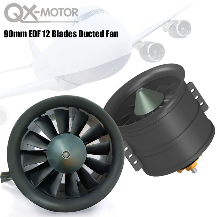 QX-MOTOR 90mm EDF 12 Blades Fan CW CCW QF3748 QF3758 Brushless Motor ...