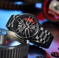 Car Watches For Men, Waterproof Stainless Steel Quartz Wrist Watch Sports Men's Watches With Car Wheel Rim Hub Design. 