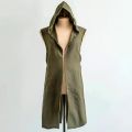 Medieval Mens Surcoat, Linen Hooded Tunic, Renfaire Cape, LARP Ranger Cosplay. 