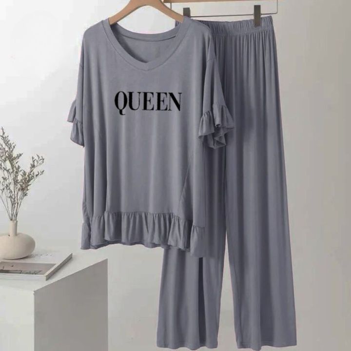Queen  Printed Plazzo PJ Set Night Dress | Nightwear | Lingerie | Sleepwear