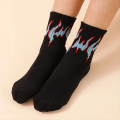 5 pairs of children's spring and autumn season flame jacquard trendy socks, cute socks, tight, comfortable, breathable, suitable.