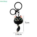 〔R〕Cute 3D Big Eye Cartoon Cat Keychain, Resin Kitten Charm with Bell for Car Keys, Backpacks &.
