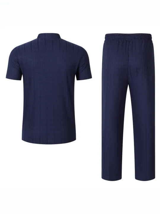 European%20and%20American%20New%20Men's%20Casual%20Suit%20Solid%20Color%20Stand%20Tie%20Pocket%20Polo%20Shirt+Casual%20Loose%20Pants%20Two-piece%20Set%20-%20Image%202