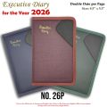 Standard Executive Diary for year 2026 Size (8.5" x 5.5") with double date per page. 