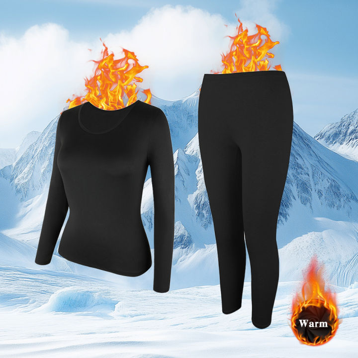 Women's Thermal Underwear Sets Long Johns with Polyester-Lined Winter Warmth for Skiing & Cold Weathe