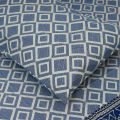 King Size Premium Bed Sheet 88" x 98" with 2 Pillow Covers | Blue and White Square Print. 