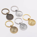 5pcs/lot Keychain With Pendant Bezel Blank Fit 25mm Cameo Glass Cabochon Base Setting DIY Keychain Key ring Supplies For Jewelry. 
