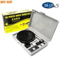 đ ī¸ 16PCS Hole Saw Kit Set â Carbon Steel Round Cutter (19â127mm) Professional Hole Cutter Set | Wood, Metal, Plastic & Drywall Drilling Tool.